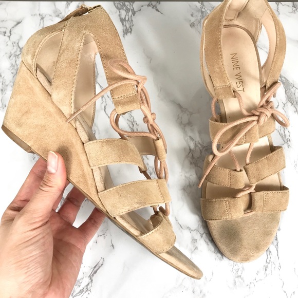 Nine West Shoes - GUC Nine West Blush Lace Up Suede Wedge Sandal
